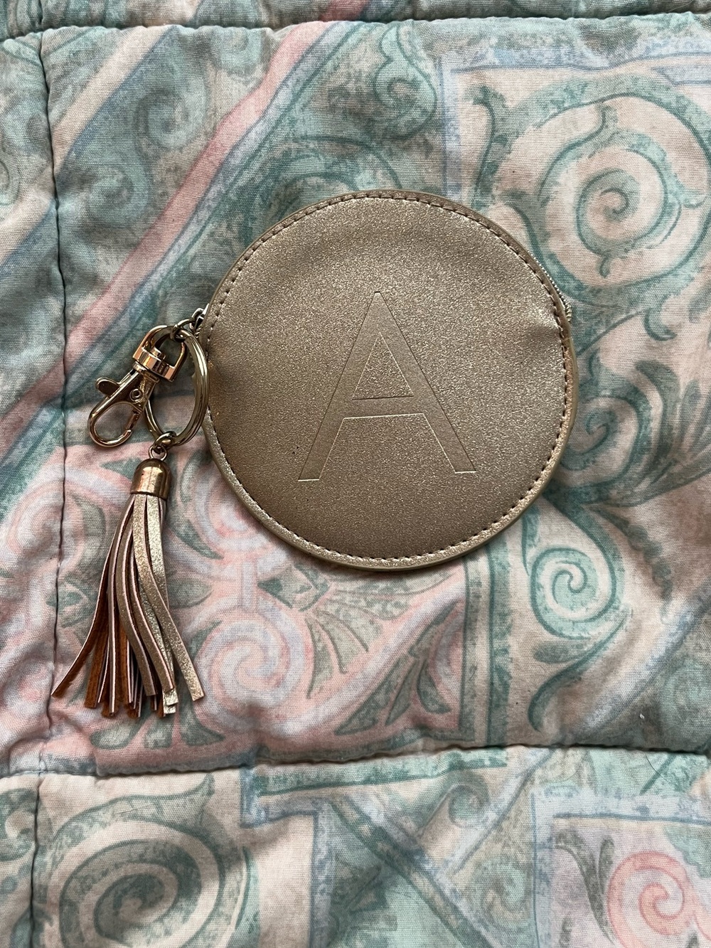 Gold initial A coin pouch